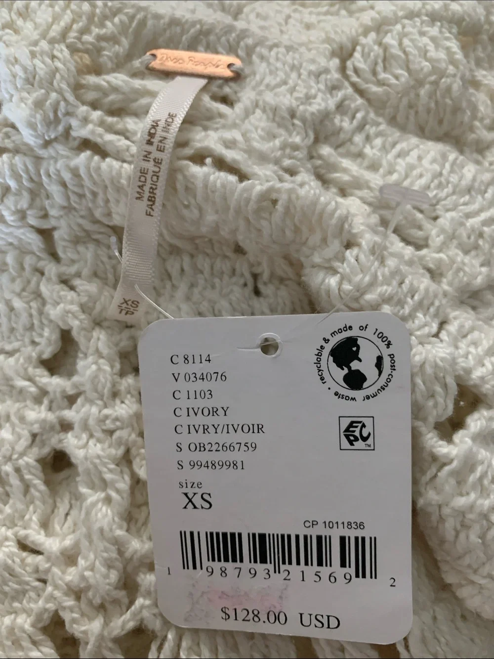 Free People Crochet Halter Top NWT Ivory